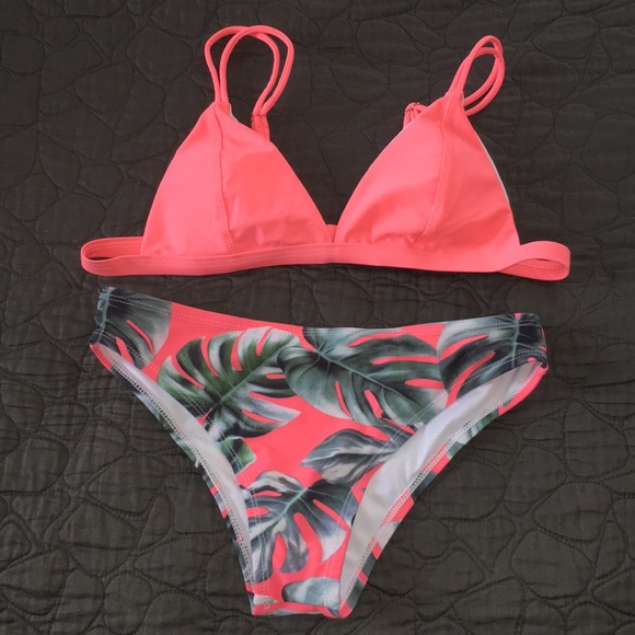 pink and green bathing suits